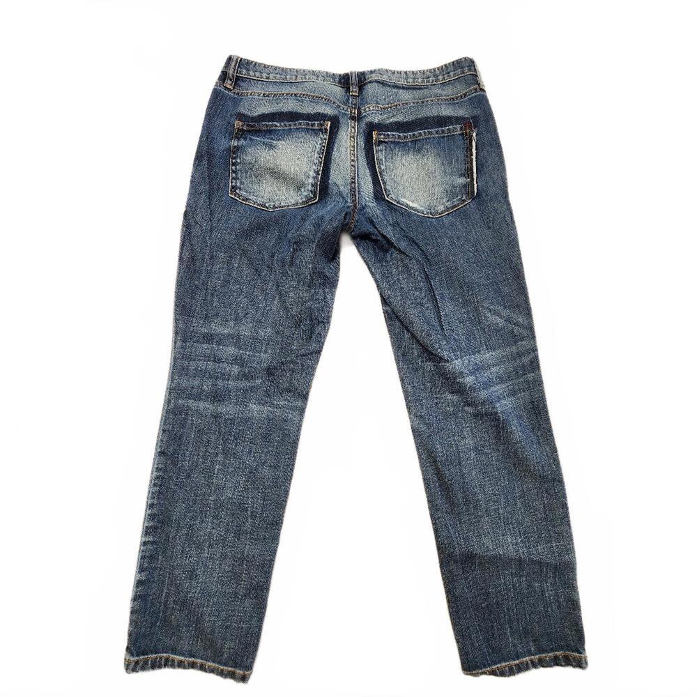 Loft Boyfriend Distressed Blue Denim Jeans Women's size 8 - Picture 2 of 9